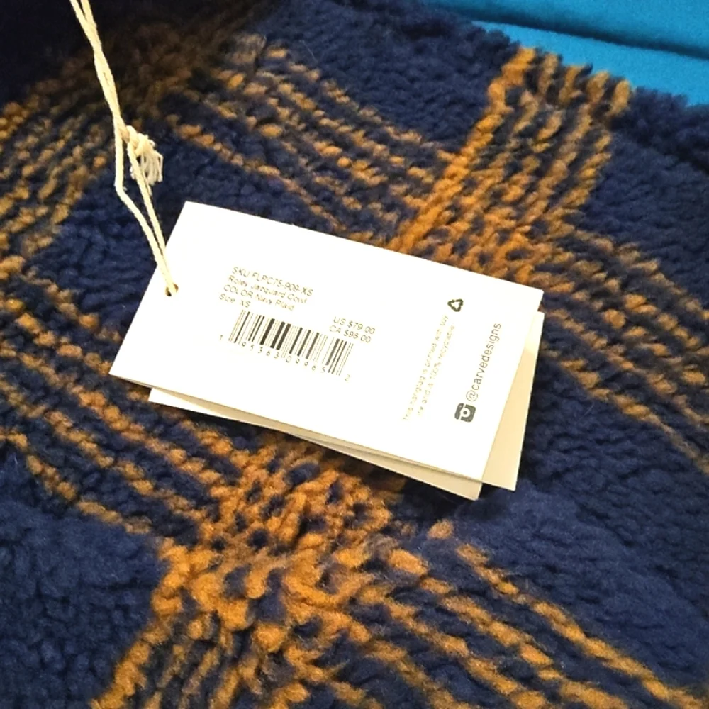 Carve Designs Cozy Blue and Brown Funnel Neck Sherpa - Picture 2 of 3